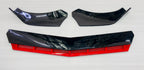 4pcs Black Red Car Front Bumper Forged Splitter Durable Car Front Lip Chin Bumper Body Kit Splitter Spoiler Protective Frames