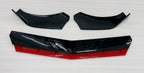 4pcs Black Red Car Front Bumper Forged Splitter Durable Car Front Lip Chin Bumper Body Kit Splitter Spoiler Protective Frames
