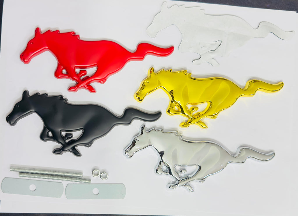 Golden Horse 3D Logo (16cmx6cm) for Car Bike Laptop Emblem, Horse Sticker 3D Badge Auto Racing Sport Logo Grand Tourer Decal Auto Accessories.