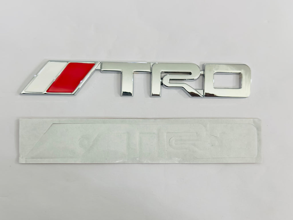 Chrome Small TRD 3D Logo (12.5cmx3.5cm) Car Bike Laptop TRD Sticker Car Emblem 3D Badge Sticker Universal Auto Racing Sport Logo Grand Tourer Decal.