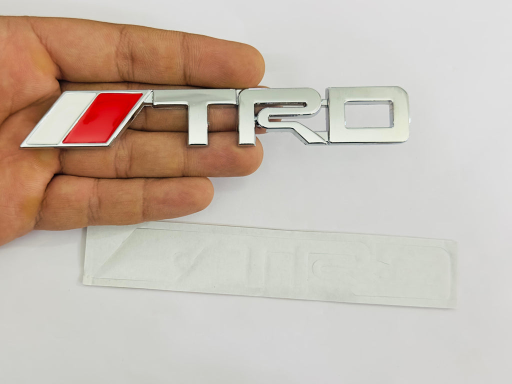 Chrome Small TRD 3D Logo (12.5cmx3.5cm) Car Bike Laptop TRD Sticker Car Emblem 3D Badge Sticker Universal Auto Racing Sport Logo Grand Tourer Decal.