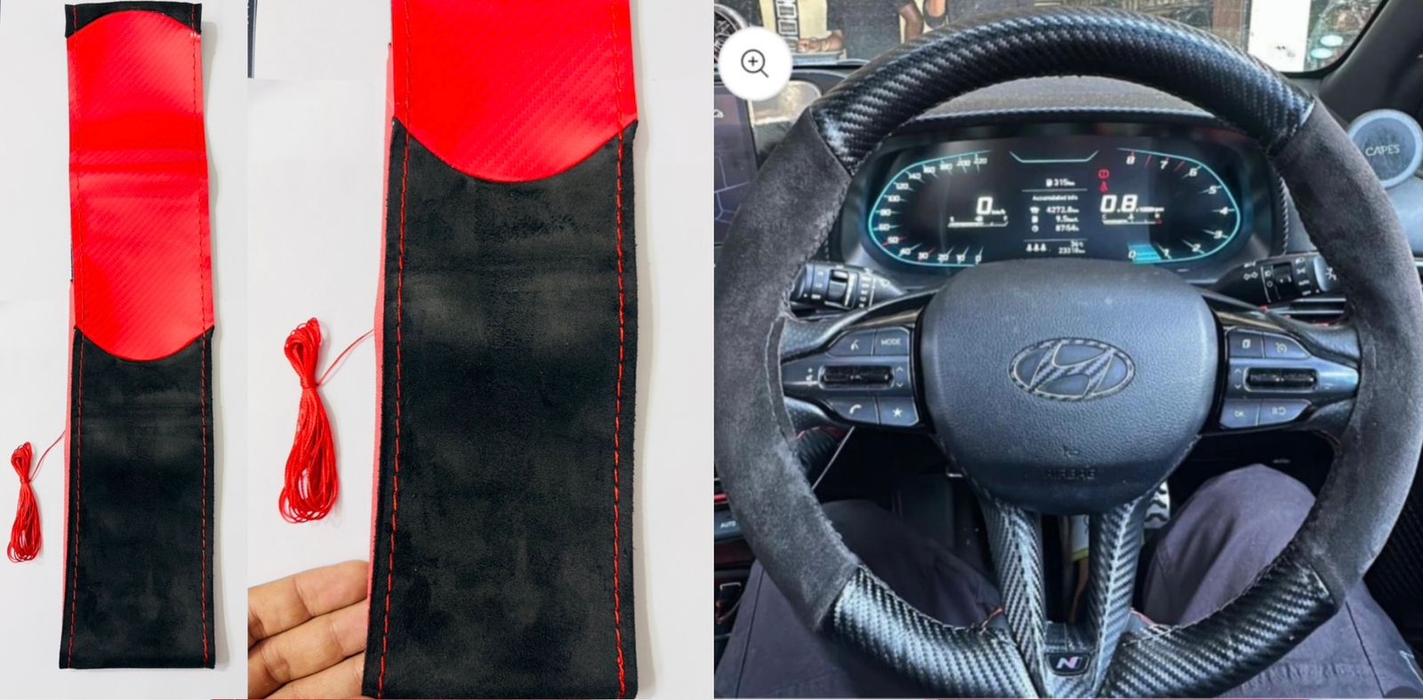 Alcantara Steering Grip Cover for Car Steering Wheel Soft Durable Universal Fit for Car Steering Grip Cover with Stiching Thread.