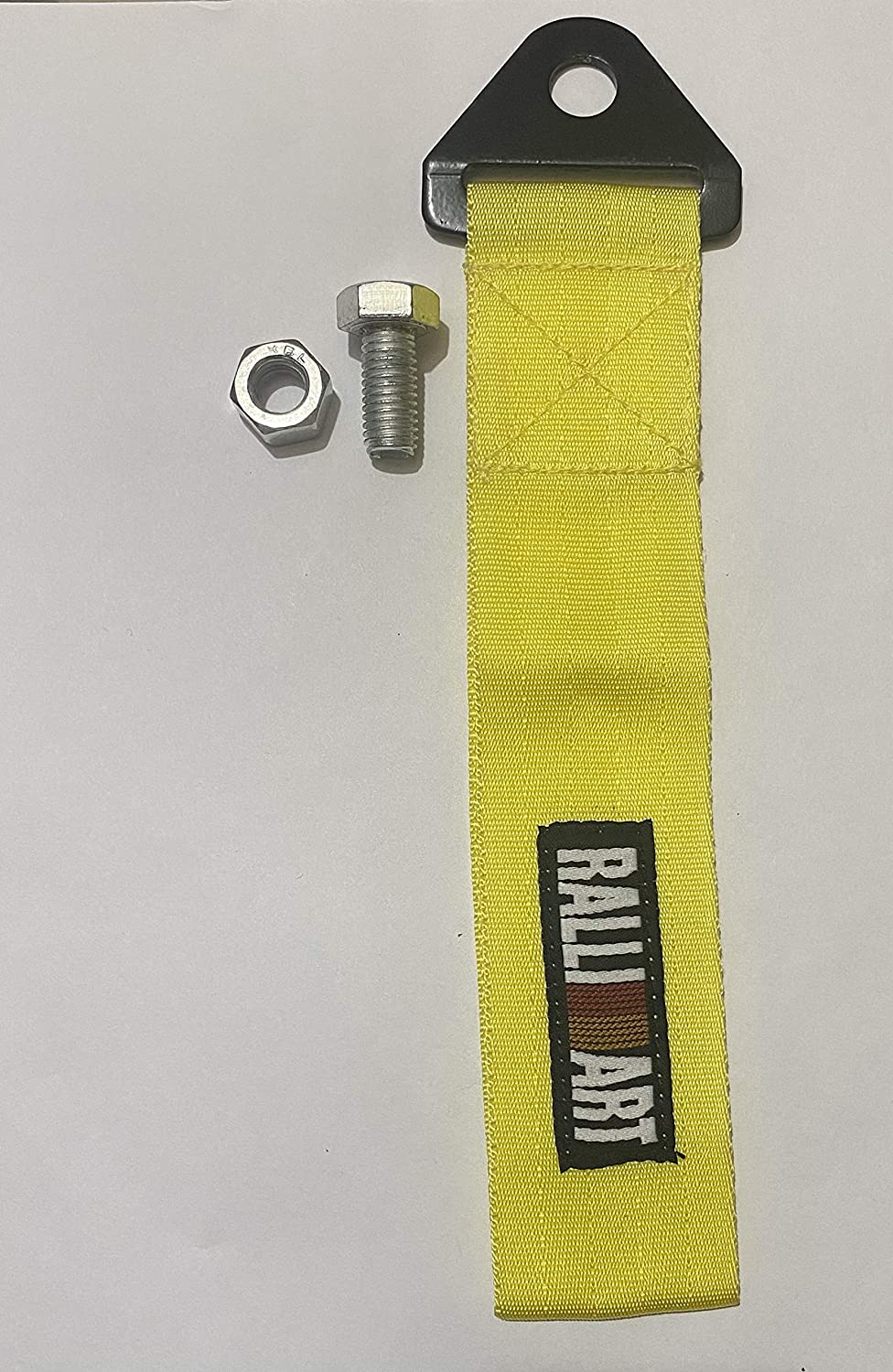 RALLIART CAR Truck Tow Belt Strap YELLOW Universal Front Rear Tow Strap Tow Hook Towing Belt (Nylon, 1000 kg Pull Capacity 1 Piece
