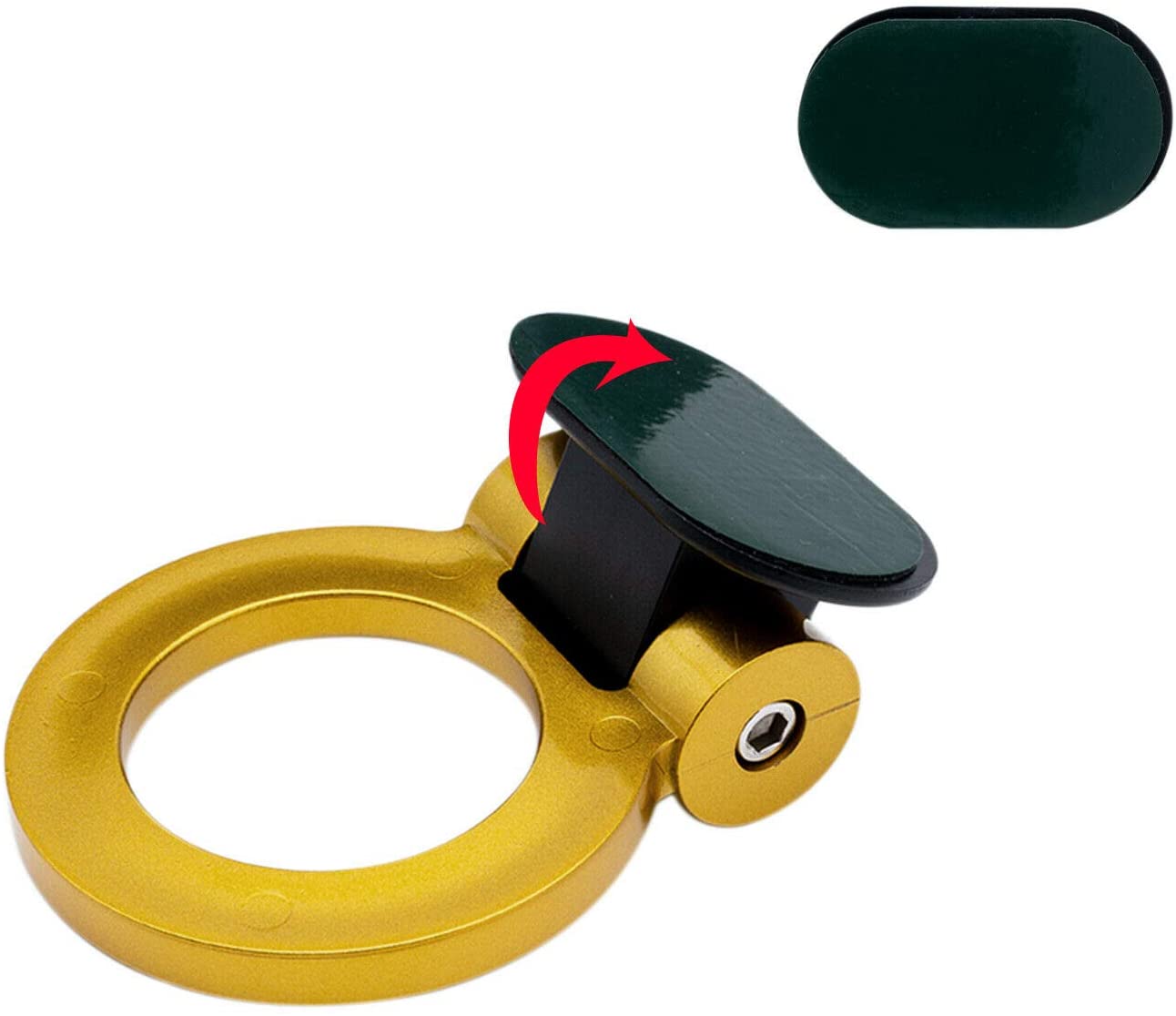 Round Dummy Hook Car Bumper Tow Hook Universal Decorative Racing Style Trailer Hook Sticker Rear Tow Strap Tow Hook Towing Belt (YELLOW PVC Round Dummy Hook)