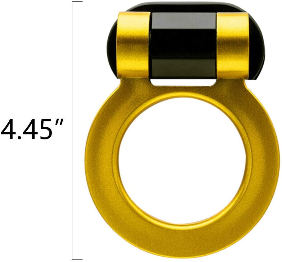 Round Dummy Hook Car Bumper Tow Hook Universal Decorative Racing Style Trailer Hook Sticker Rear Tow Strap Tow Hook Towing Belt (YELLOW PVC Round Dummy Hook)
