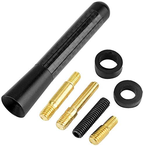 Black Carbon Cool Exterior Decorative Universal Aluminium Fiber Car Auto AM/FM Radio Aerial Antenna 12CM and Screw for Car Modification 1 PC