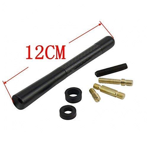Black Carbon Cool Exterior Decorative Universal Aluminium Fiber Car Auto AM/FM Radio Aerial Antenna 12CM and Screw for Car Modification 1 PC