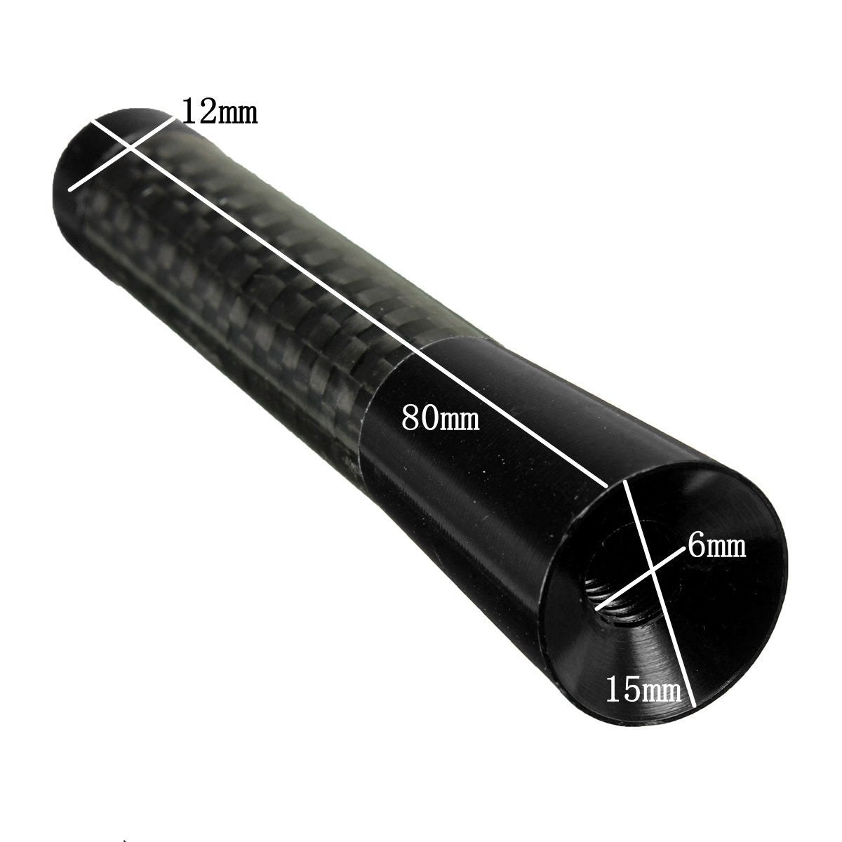 Black Carbon Cool Exterior Decorative Universal Aluminium Fiber Car Auto AM/FM Radio Aerial Antenna 12CM and Screw for Car Modification 1 PC