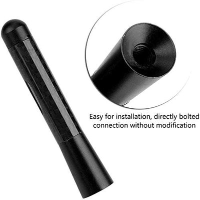Black Carbon Cool Exterior Decorative Universal Aluminium Fiber Car Auto AM/FM Radio Aerial Antenna 12CM and Screw for Car Modification 1 PC