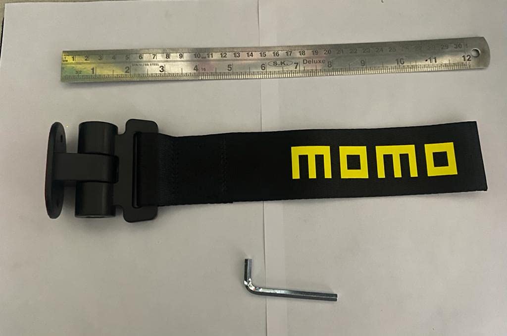 Momo Car Tow Hook Racing Style Trailer Hook Sticker Rear Tow Strap Tow Hook Towing Belt Car Bumper for Decoration Compatible with for All Vehicle Sparco Dummy Hook.