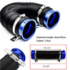 BLUE Turbine Intake Guide Pipe Air Intake Pipe 76MM 3inch Adjustable flexible hose Car Cold Air Turbo Intake Inlet Pipe Universal Pipe Air Intake Flexiblke Pipe-1 Piece