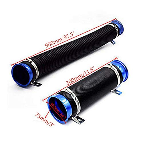 BLUE Turbine Intake Guide Pipe Air Intake Pipe 76MM 3inch Adjustable flexible hose Car Cold Air Turbo Intake Inlet Pipe Universal Pipe Air Intake Flexiblke Pipe-1 Piece