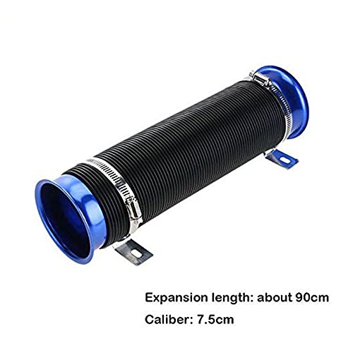 BLUE Turbine Intake Guide Pipe Air Intake Pipe 76MM 3inch Adjustable flexible hose Car Cold Air Turbo Intake Inlet Pipe Universal Pipe Air Intake Flexiblke Pipe-1 Piece