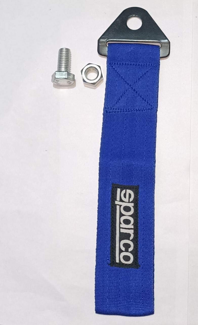 SPARCO CAR Truck Tow Belt Strap BLUE Universal Front Rear Tow Strap Tow Hook Towing Belt (Nylon, 1000 kg Pull Capacity 1 Piece