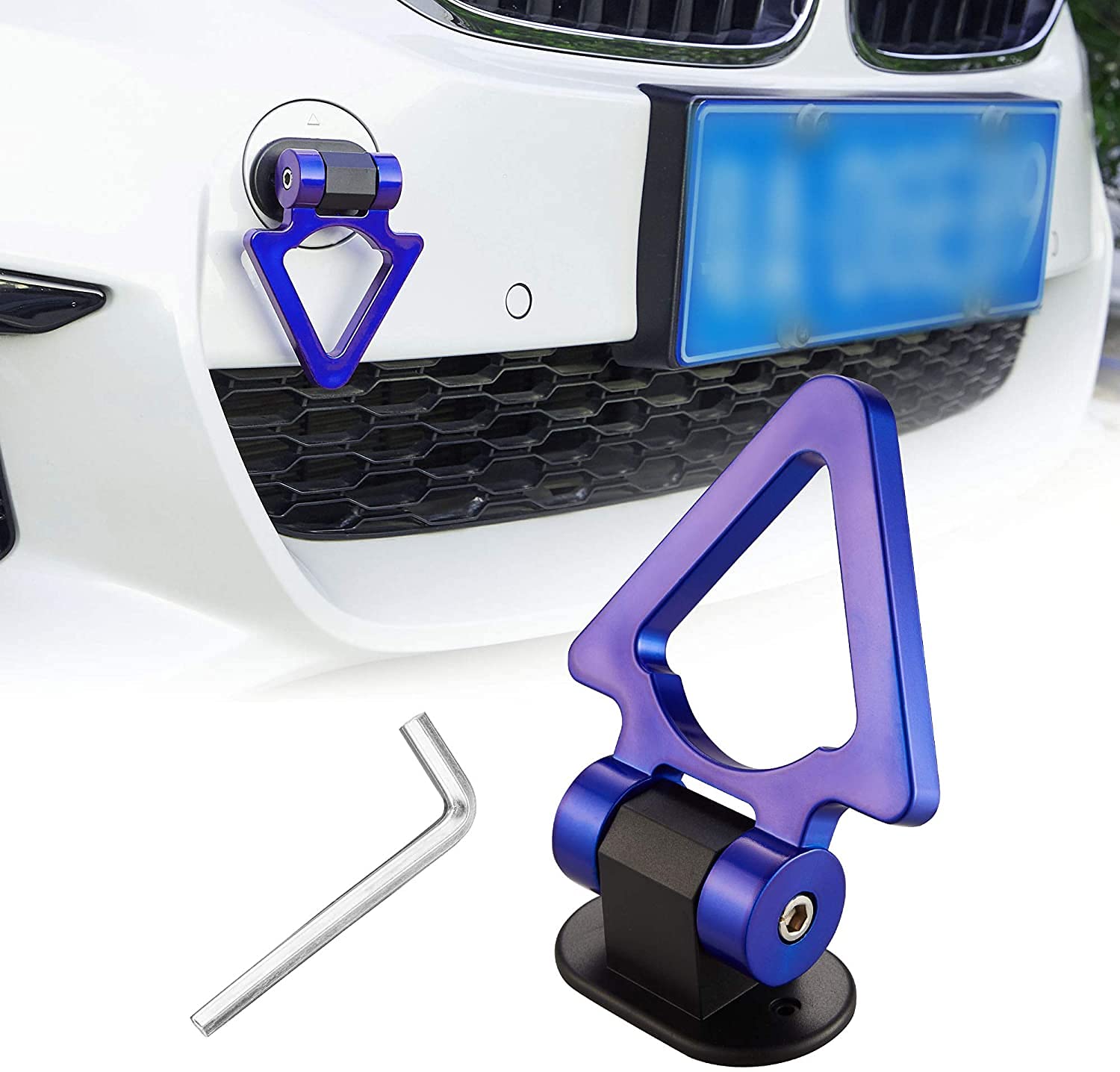 BLUE Triangle Dummy Hook Car Bumper PVC Tow Hook Universal Decorative Racing Style Trailer Hook Sticker Rear Tow Strap Tow Hook-1 Piece Attractive Hook