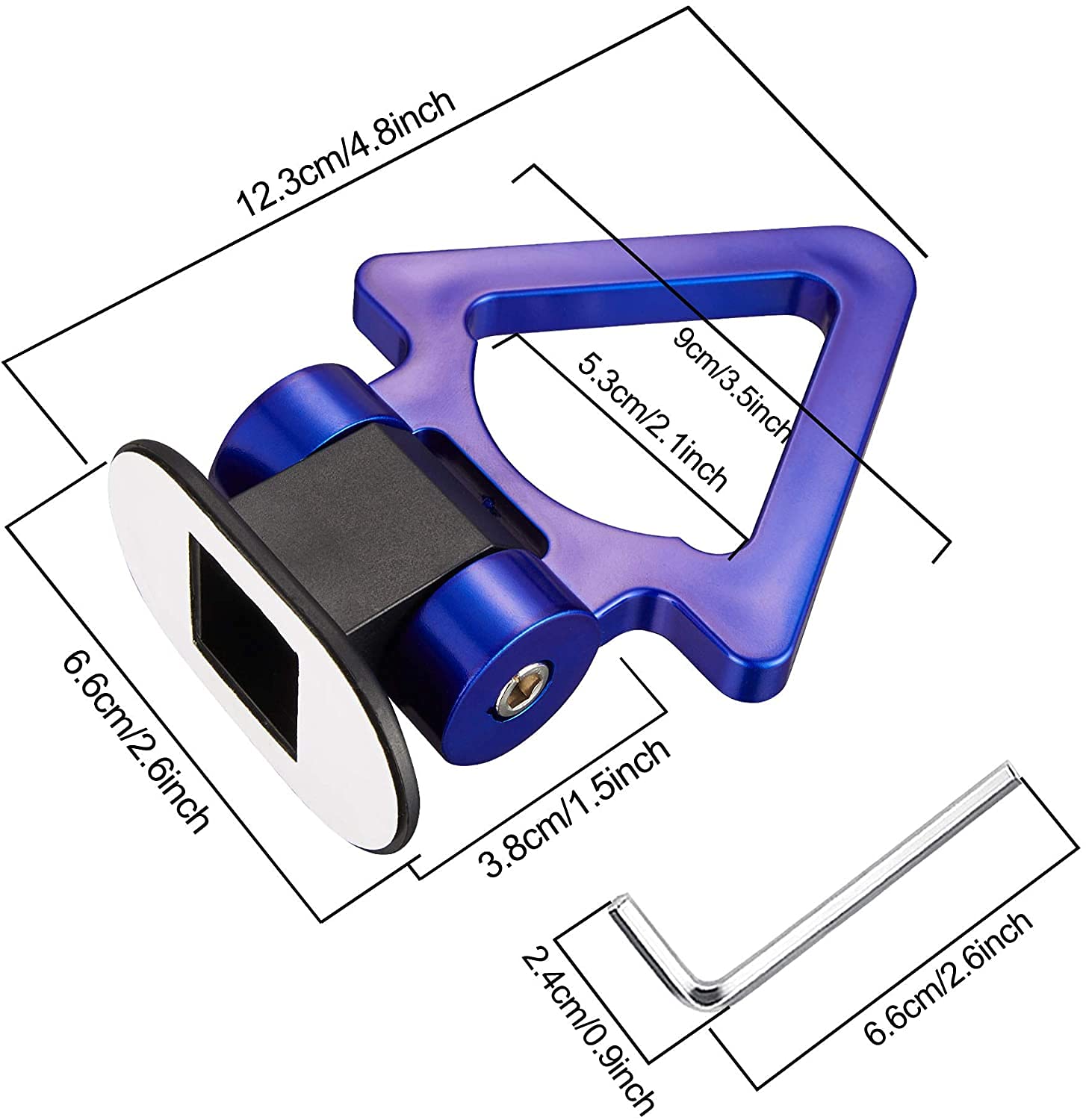 BLUE Triangle Dummy Hook Car Bumper PVC Tow Hook Universal Decorative Racing Style Trailer Hook Sticker Rear Tow Strap Tow Hook-1 Piece Attractive Hook