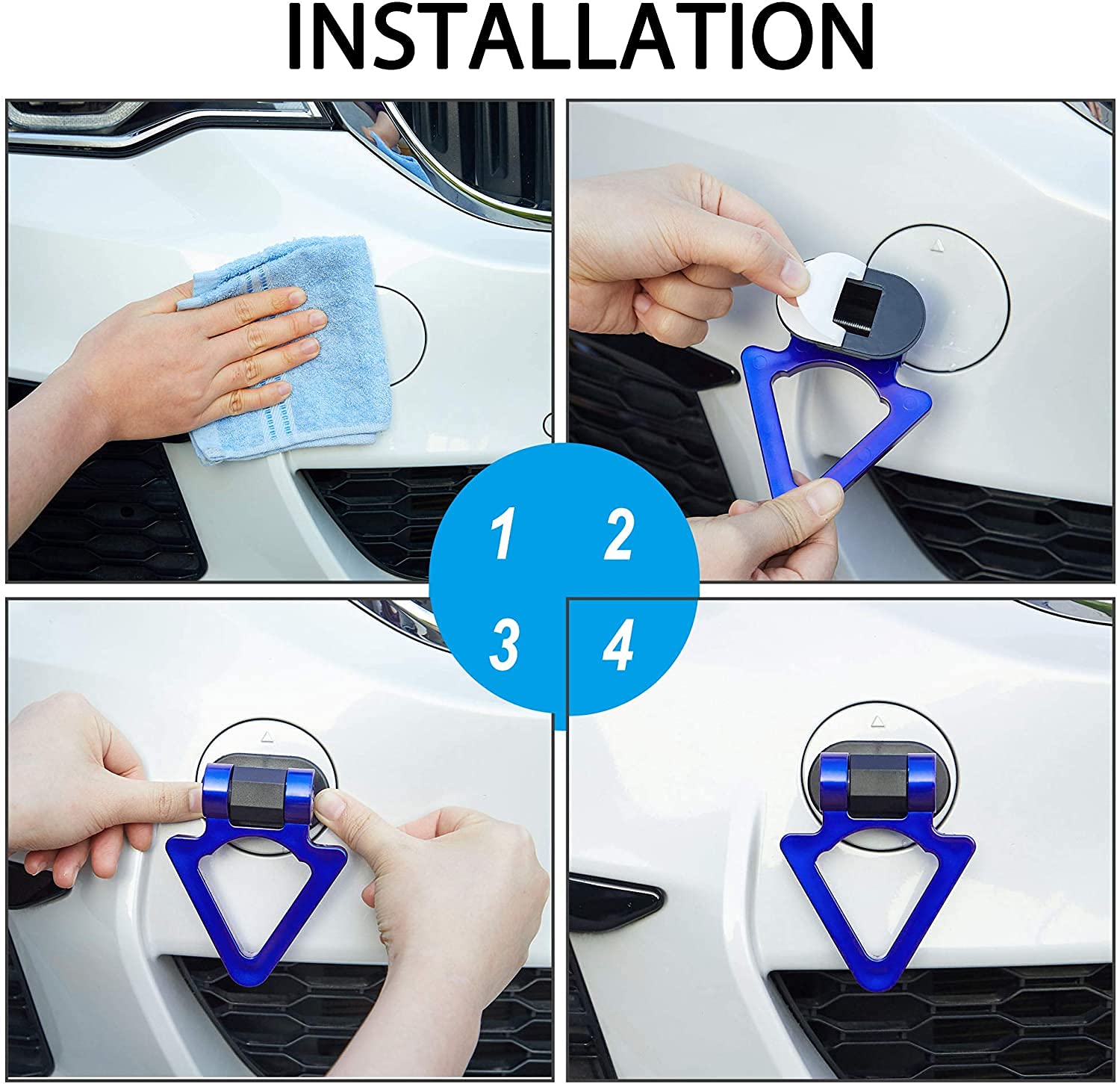 BLUE Triangle Dummy Hook Car Bumper PVC Tow Hook Universal Decorative Racing Style Trailer Hook Sticker Rear Tow Strap Tow Hook-1 Piece Attractive Hook