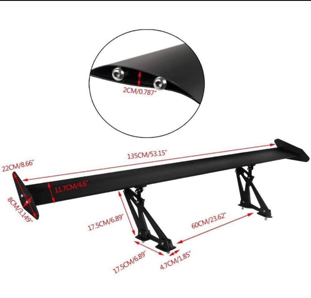 GT Big SPOIILER Single Rearr GT Wing 44" Lightweight Spoilerr Rear Car Rear Wing Spoiler Single-Deck Aluminum Spoiiler Wiing Spoilerr 1 Piece