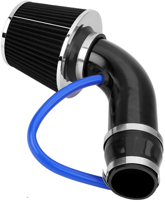BLACK KN CAR METAL INTAKE AIR FILTER + Cold Air Intake Pipe 3Inch Universal Performance Car Cold Air Intake Turbo Filter Aluminum Air Filter Induction Flow Hose Pipe Universal Kit