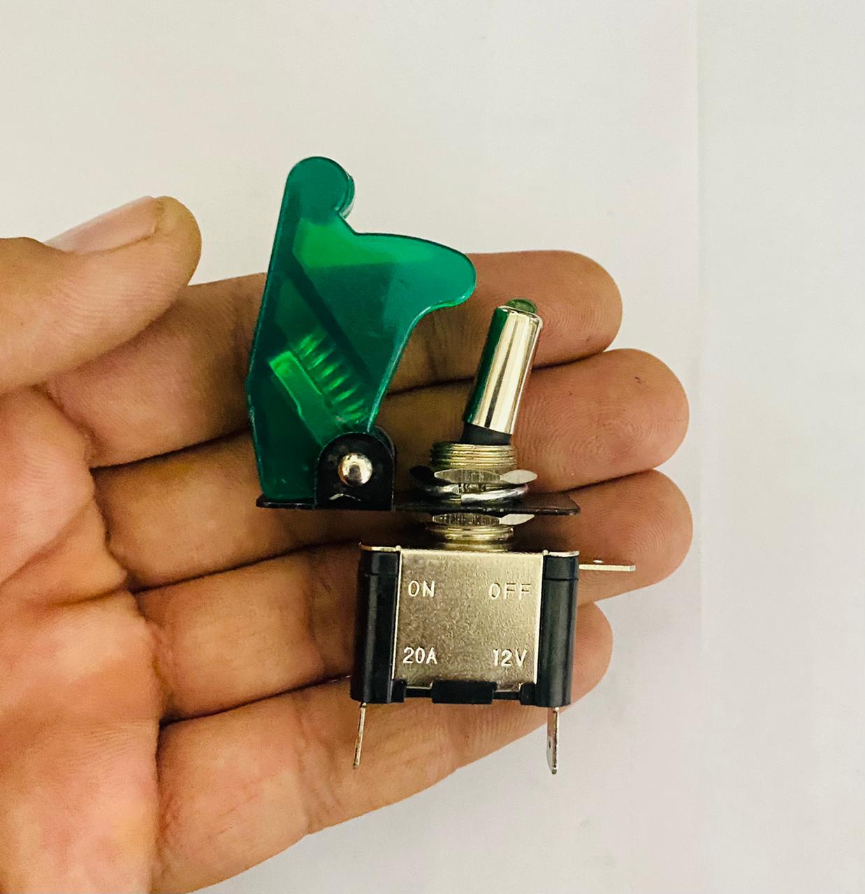 Toggle Switch WiD Aircraft Safety Cover Rocker Toggle Switch 12V 20A Car Auto Racing ON/Off Switch LED Light Illuminated 3Pin for All Vehicles