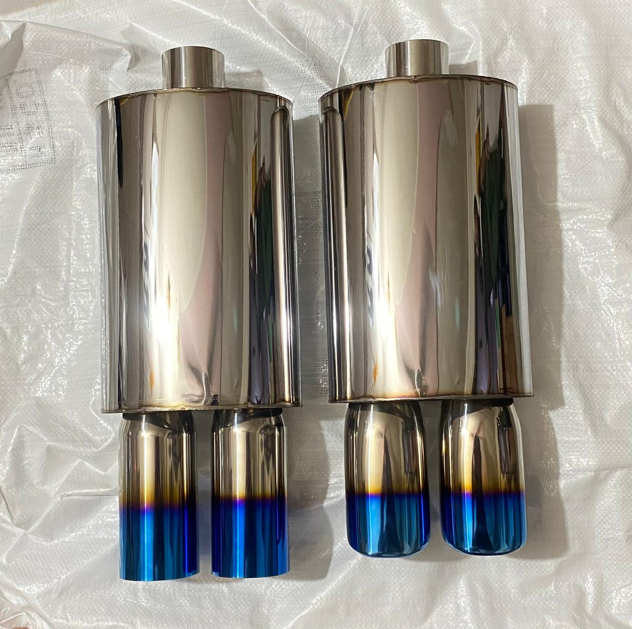 UNIVERSAL FOR ALL CAR Stainless STEEL HKS DOUBLE ROUND TIP Exhaust Muffler Silencer Burnt Tip HKS Muffler Car Exhaust System Loud Exhaust HKS Dual ROUND TIP...