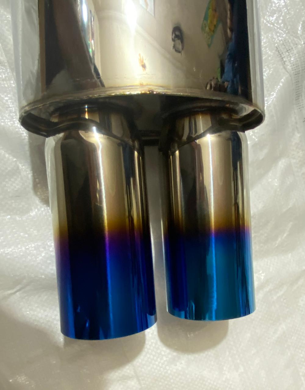 UNIVERSAL FOR ALL CAR Stainless STEEL HKS DOUBLE ROUND TIP Exhaust Muffler Silencer Burnt Tip HKS Muffler Car Exhaust System Loud Exhaust HKS Dual ROUND TIP...