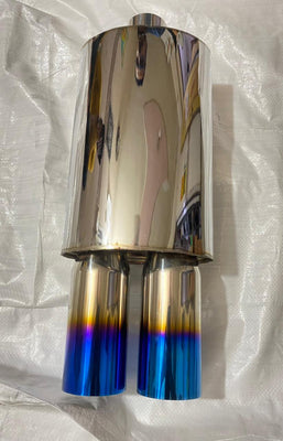 UNIVERSAL FOR ALL CAR Stainless STEEL HKS DOUBLE ROUND TIP Exhaust Muffler Silencer Burnt Tip HKS Muffler Car Exhaust System Loud Exhaust HKS Dual ROUND TIP...