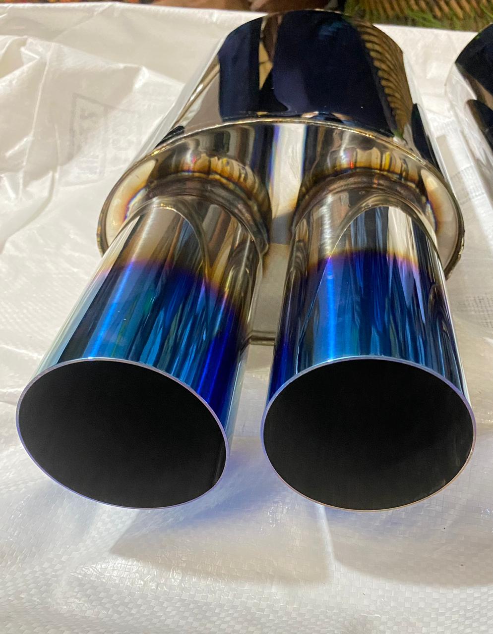 UNIVERSAL FOR ALL CAR Stainless STEEL HKS DOUBLE ROUND TIP Exhaust Muffler Silencer Burnt Tip HKS Muffler Car Exhaust System Loud Exhaust HKS Dual ROUND TIP...