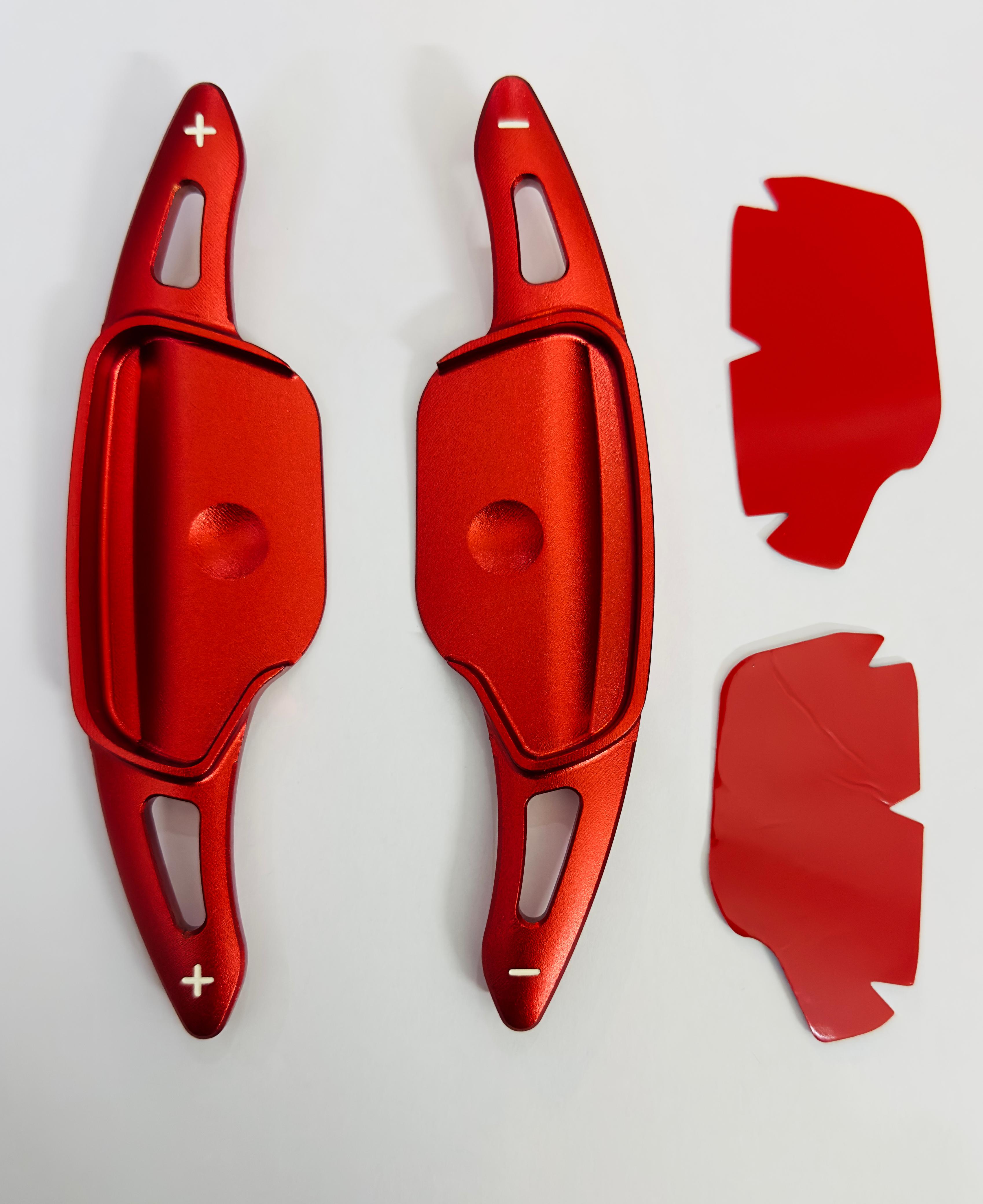 Red CNC Metal Paddle Shifter Kia Caren, Kia Seltos, Kia Sonet Interior Styling Parts for Kia Caren, Kia Seltos, Kia Sonet Car Paddle Shifter Cover.