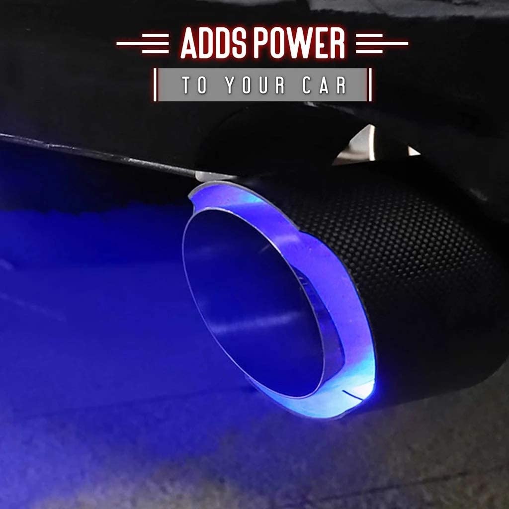 1PC 2.5 Inch Inlet Akrapovic Exhaust Tip, Carbon Fiber Exhaust Tailpipe Tip Muffler Tips Bolt/Clamp On for Trucks Cars w/LED Light, 2.5 Inch Inlet 4 Inch Outlet (BLUE LED)