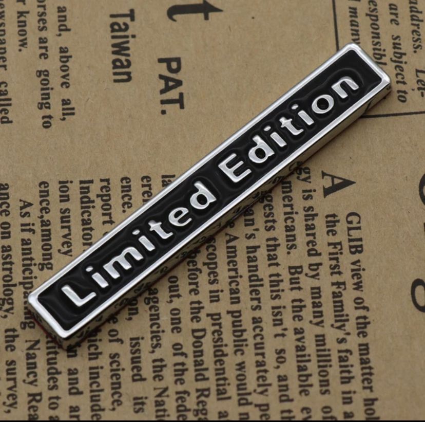 (Limited Edition Chrome Black) 6.4 x 1cm Logo Car Bike Metal Logo Car Emblem 3D Badge Auto Racing Sport Sticker Grand Tourer Decal
