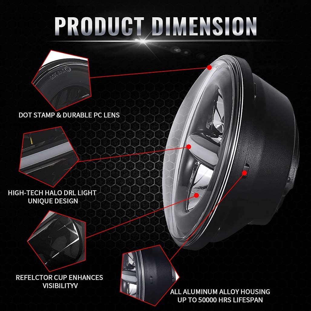 2PC SET 7INCH minus headlight car projector lamp bulb Headlamp 90W LED HEADLIGHT 12V-80V, 7INCH Headlight FOR MAHINDRA Thar 2020 Jeep MARUTI GYPSY KING-2PC
