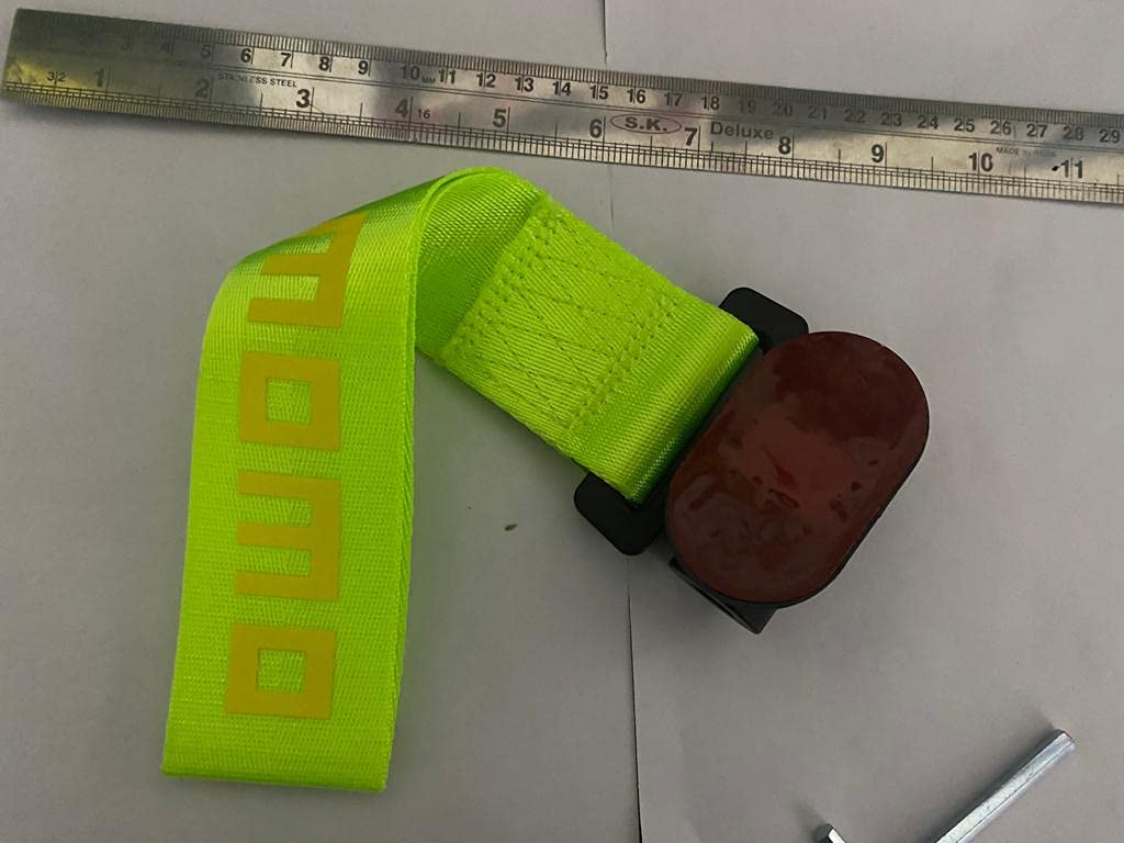 NEON Momo Car Tow Hook Racing Style Trailer Hook Sticker Rear Tow Strap Tow Hook Towing Belt Car Bumper for Decoration Compatible with for All Vehicle Sparco Dummy Hook.
