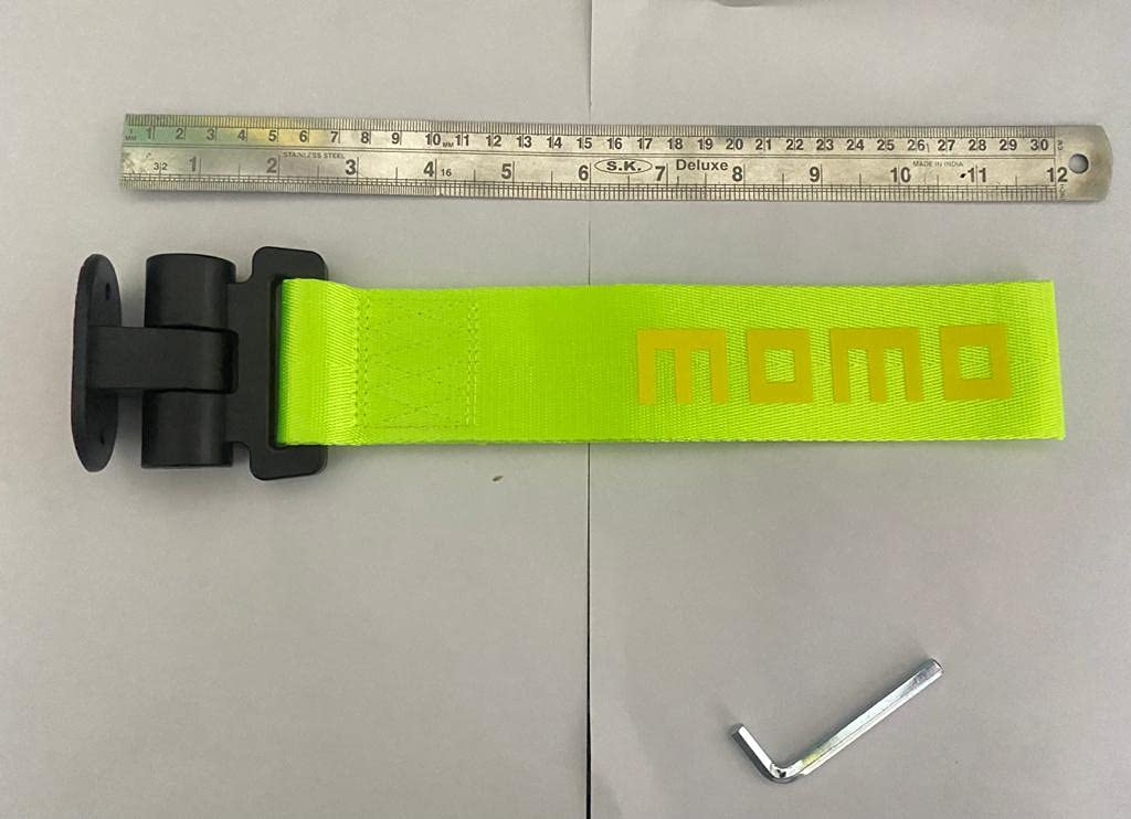 Momo Car Tow Hook Racing Style Trailer Hook Sticker Rear Tow Strap Tow Hook Towing Belt Car Bumper for Decoration Compatible with for All Vehicle Sparco Dummy Hook.