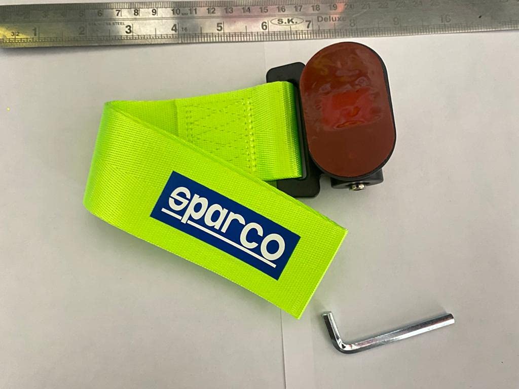NEON Sparco Car Tow Hook Racing Style Trailer Hook Sticker Rear Tow Strap Tow Hook Towing Belt Car Bumper for Decoration Compatible with All Vehicle Sparco Dummy Hook.