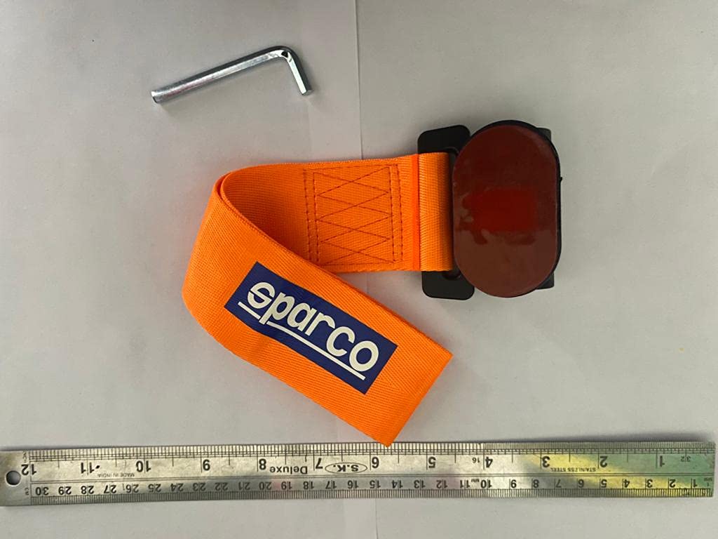 ORANGE Sparco Car Tow Hook Racing Style Trailer Hook Sticker Rear Tow Strap Tow Hook Towing Belt Car Bumper for Decoration Compatible with All Vehicle Sparco Dummy Hook.