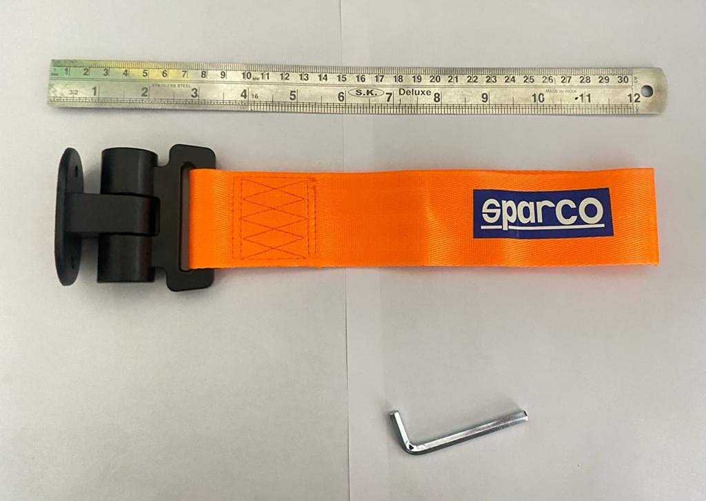 ORANGE Sparco Car Tow Hook Racing Style Trailer Hook Sticker Rear Tow Strap Tow Hook Towing Belt Car Bumper for Decoration Compatible with All Vehicle Sparco Dummy Hook.