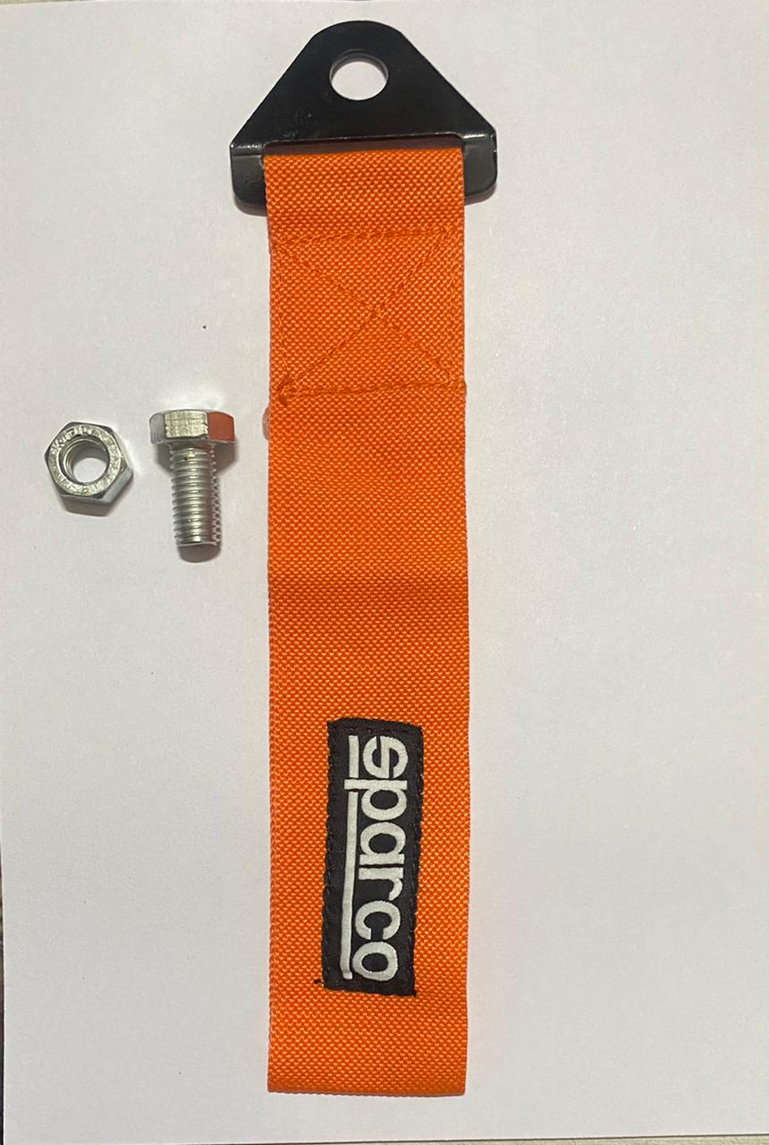 SPARCO CAR Truck Tow Belt Strap ORANGE Universal Front Rear Tow Strap Tow Hook Towing Belt (Nylon, 1000 kg Pull Capacity 1 Piece