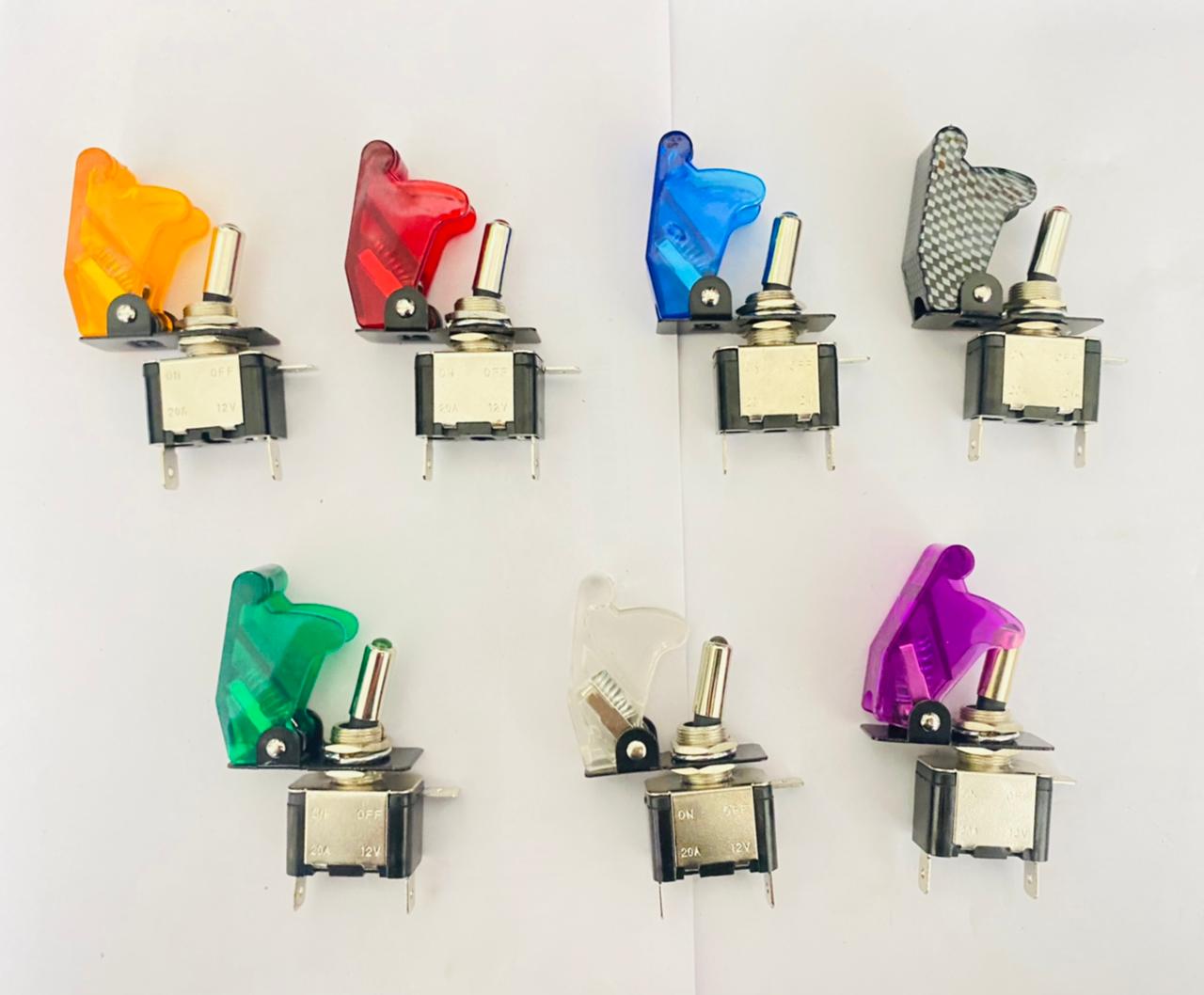 Toggle Switch WiD Aircraft Safety Cover Rocker Toggle Switch 12V 20A Car Auto Racing ON/Off Switch LED Light Illuminated 3Pin for All Vehicles