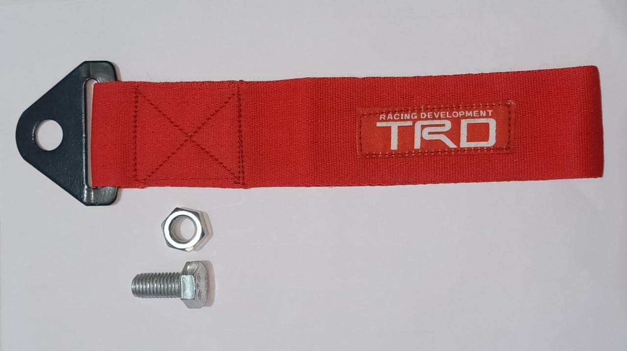 RED TRD Racing Tow Belt &amp; Strap || TRD Racing Premium Universal Front &amp; Rear Tow Strap/Tow Hook Towing Belt (Nylon, 1000 kg Pull Capacity)