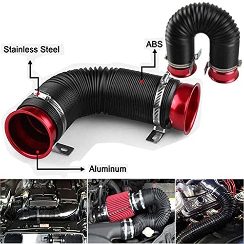 RED Turbine Intake Guide Pipe Air Intake Pipe 76MM 3inch Adjustable flexible hose Car Cold Air Turbo Intake Inlet Pipe Universal Pipe Air Intake Flexiblke Pipe-1 Piece