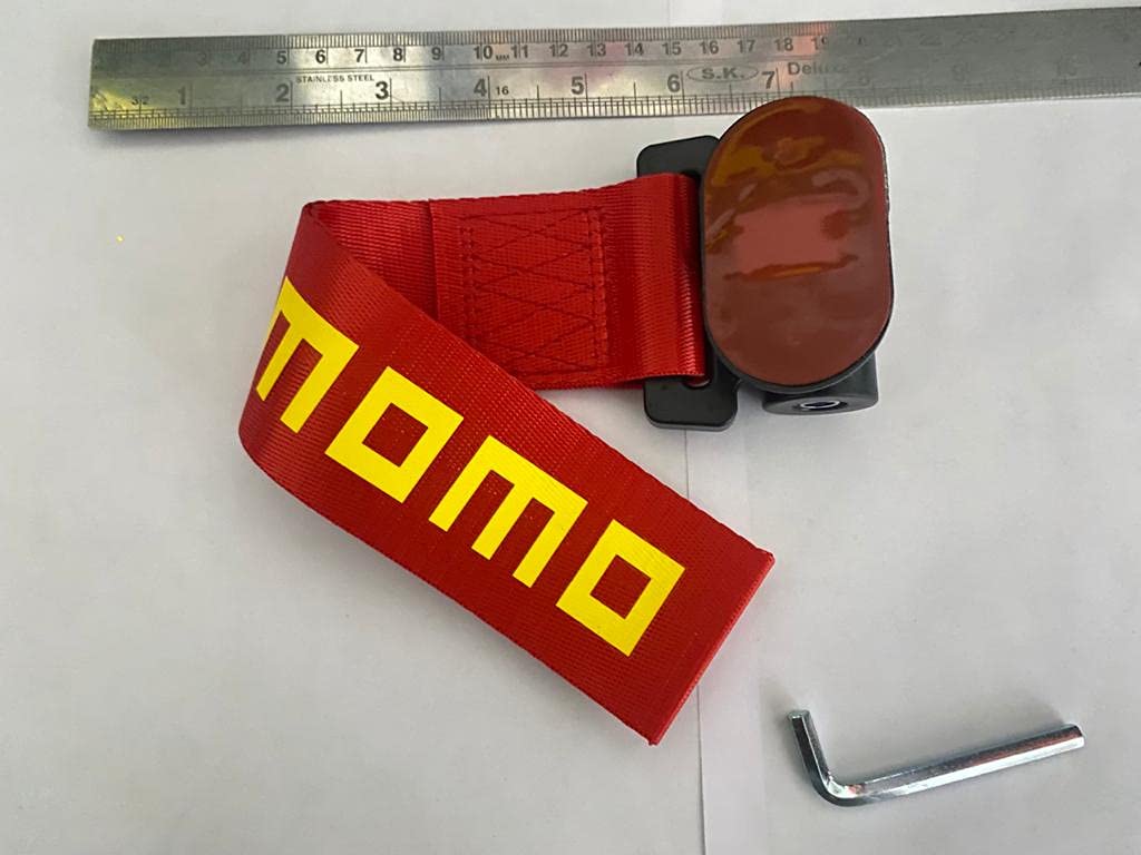 RED Momo Car Tow Hook Racing Style Trailer Hook Sticker Rear Tow Strap Tow Hook Towing Belt Car Bumper for Decoration Compatible with for All Vehicle Sparco Dummy Hook.