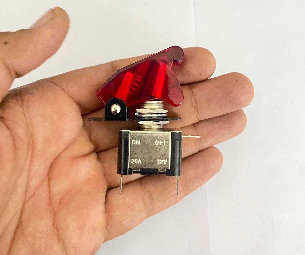 ToggleSwitch WiD Aircraft Safety Cover Rocker Toggle Switch 12V 20A Car Auto Racing ON/Off ToggleSwitch LED Light Illuminated 3Pin for All Vehicles (RED Pilot TOGGLE Switch 1PC)
