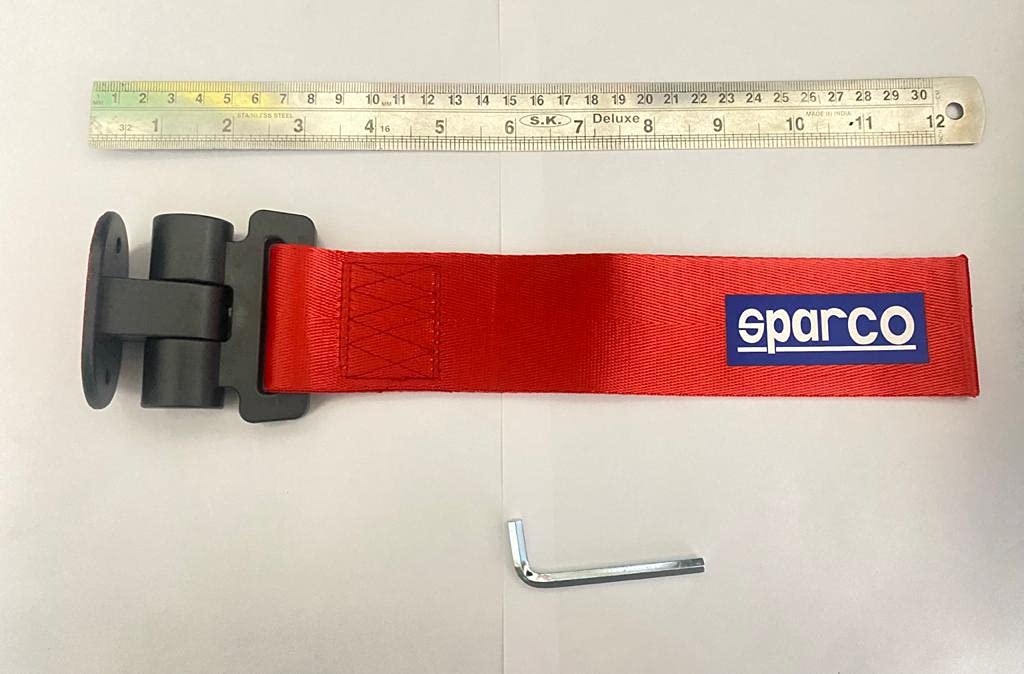 RED Sparco Car Tow Hook Racing Style Trailer Hook Sticker Rear Tow Strap Tow Hook Towing Belt Car Bumper for Decoration Compatible with All Vehicle Sparco Dummy Hook.