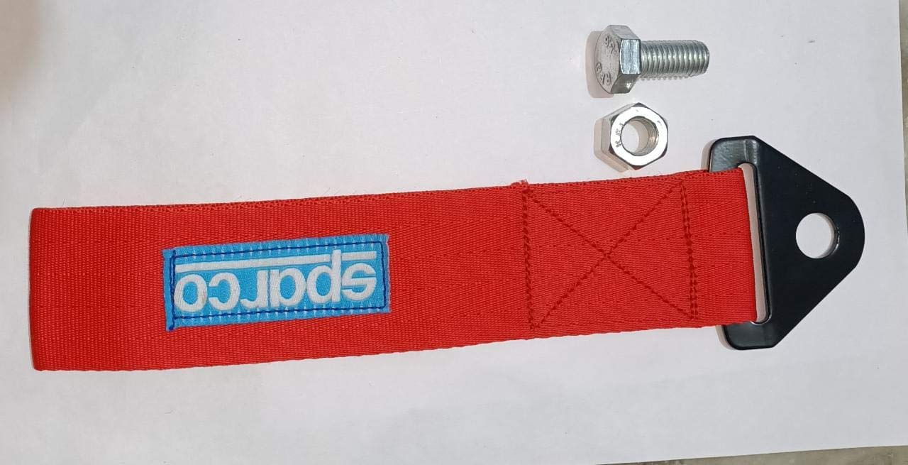 SPARCO CAR Truck Tow Belt Strap RED Universal Front Rear Tow Strap Tow Hook Towing Belt (Nylon, 1000 kg Pull Capacity 1 Piece