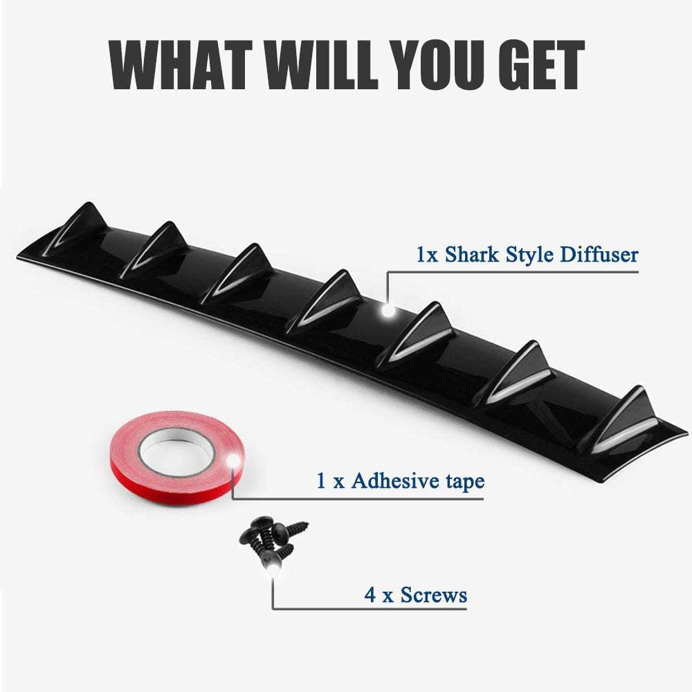 7Wing Shark Diffuser Universal Rear Bumper Lip Diffuser Car Rear Bumper Spoiler Shark Fin 7-Wing