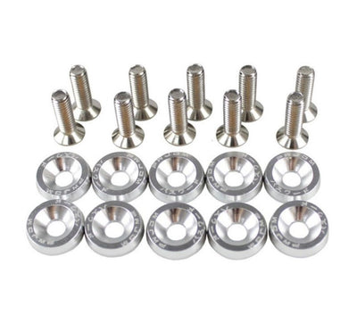 10pc/Set Silver Fender Washer Engine Dress Up Kit CNC Bumper Fender Washer Bolt for Modified Car Fender Washer Bolts Fasteners.