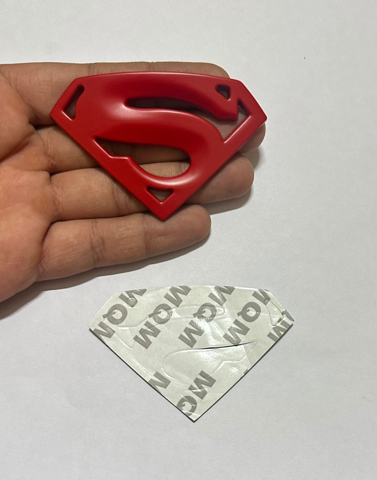 RED Superman 3D Logo (5.5cmx8.2cm) Car Bike Laptop Attractive Superman Sticker Car Emblem 3D Badge Auto Racing Sport Logo Grand Tourer Decal.