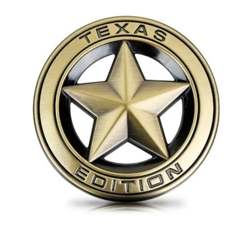 Bronze Star Texas Edition 3D Metal Sticker (7.5cmx7.5cm) Car Bike Laptop Texas Edition Logo Car Emblem 3D Badge Sticker Universal Auto Racing Sport Logo Grand Tourer Decal.