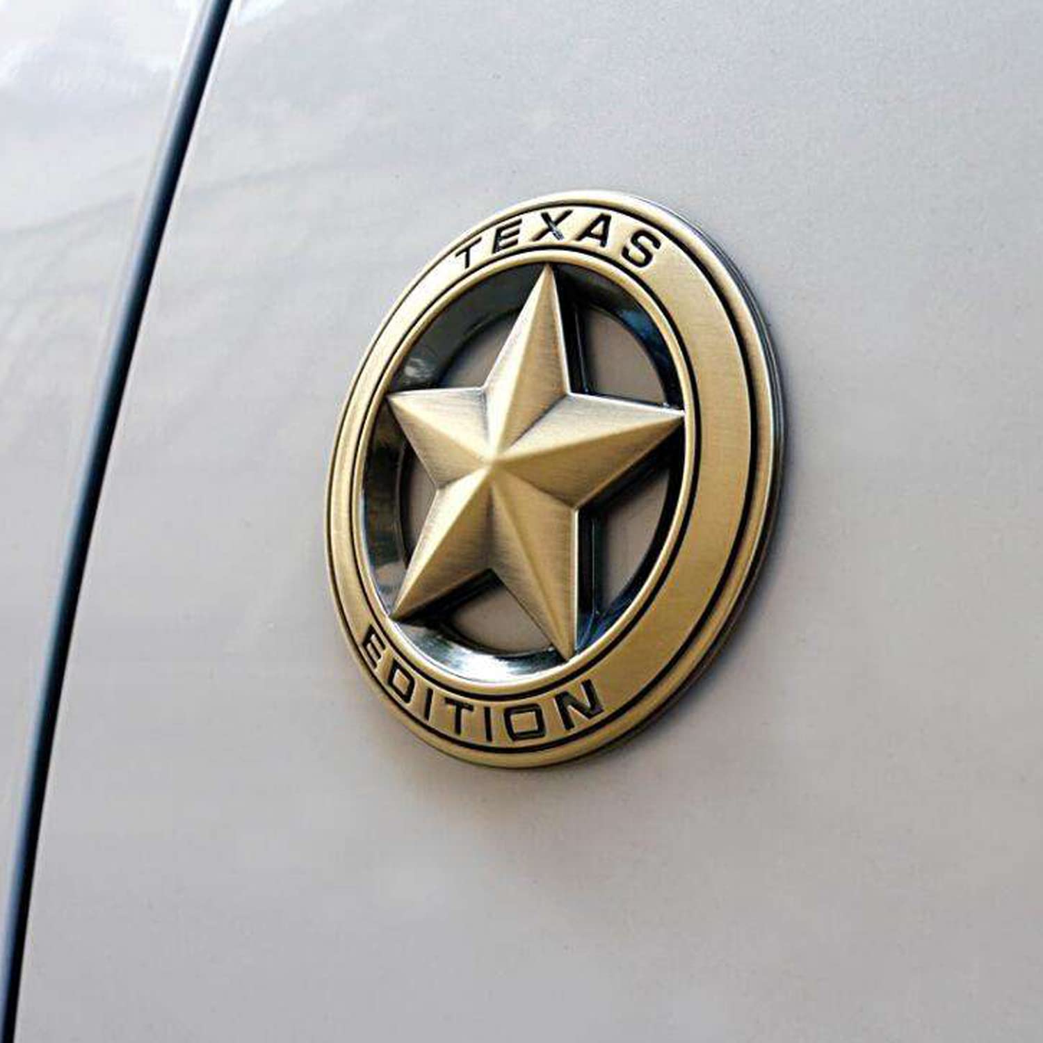 Bronze Star Texas Edition 3D Metal Sticker (7.5cmx7.5cm) Car Bike Laptop Texas Edition Logo Car Emblem 3D Badge Sticker Universal Auto Racing Sport Logo Grand Tourer Decal.